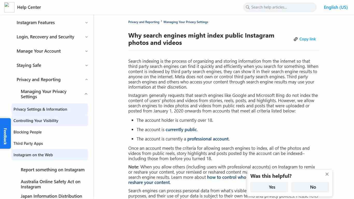 Why search engines might index public Instagram photos and videos Instagram Help Center